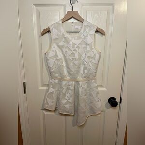 Hunter Bell Geometric Sleeveless Asymmetrical Top in White Y2K Retro Size 4